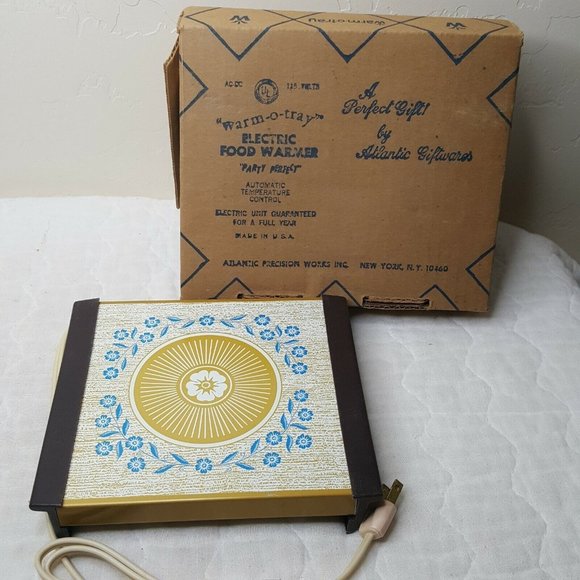 Vintage Warm-O-Tray Atlantic Precision 8" x 7" Warming Tray Plate w Original Box - Picture 1 of 5